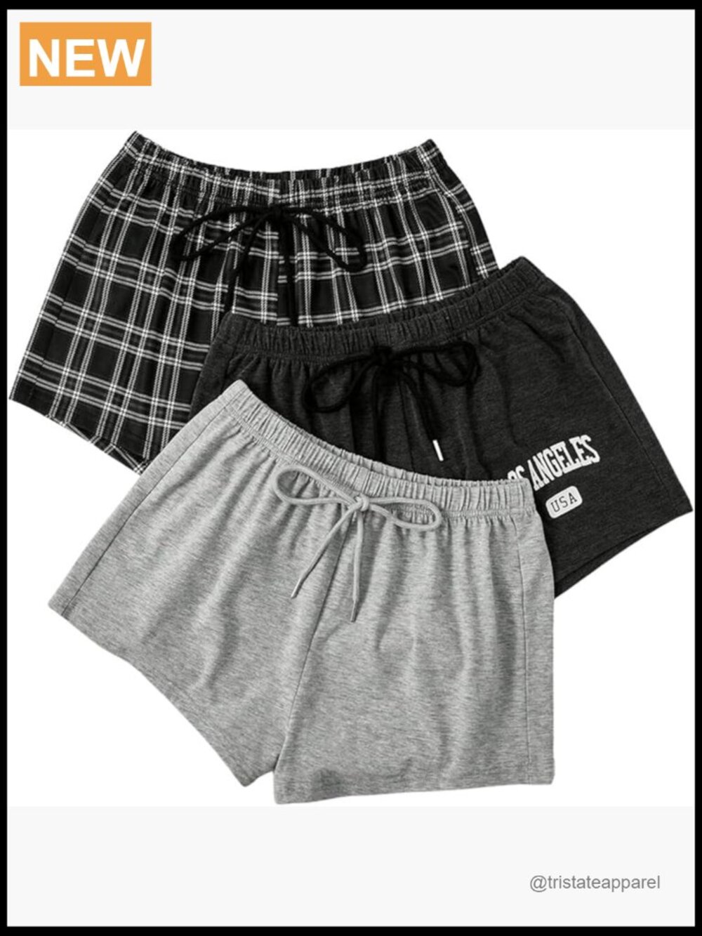 3 Pack Plaid Letter Graphic Pajama Shorts Elastic Waist Lounge Bottoms